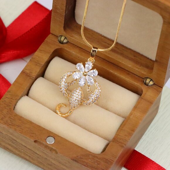 "Rose Gold Scorpio Pendant with Sparkling CZ and Floral Accent, XPPT1546 - Picture 8 of 13